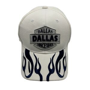 Blue Ocean Vintage Dallas Cowboys Adjustable‎ Cap Hat White Blue Flames